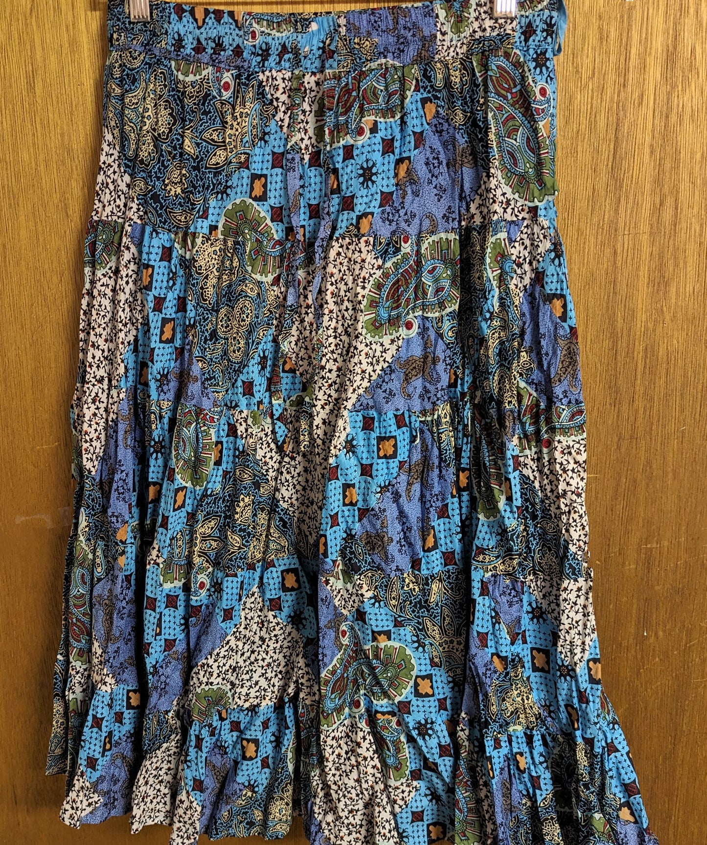 SHORT TEAL PATCHWORK PRAIRIE SKIRT