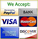 We accept VISA, Mastercard, American Express, and PayPal