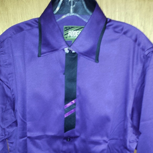 SOLID JACQUARD SATIN LOOK SHIRT