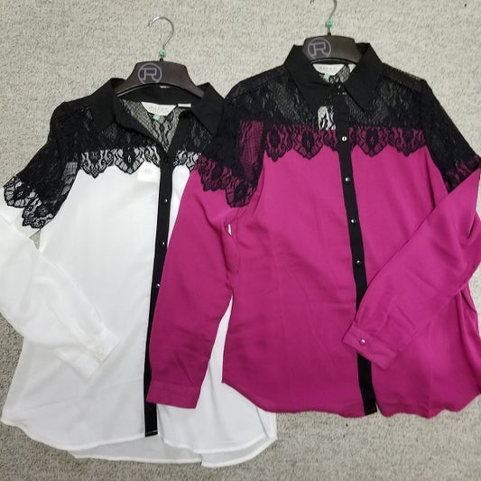 WESTERN BLOUSE WITH LACEY YOLK