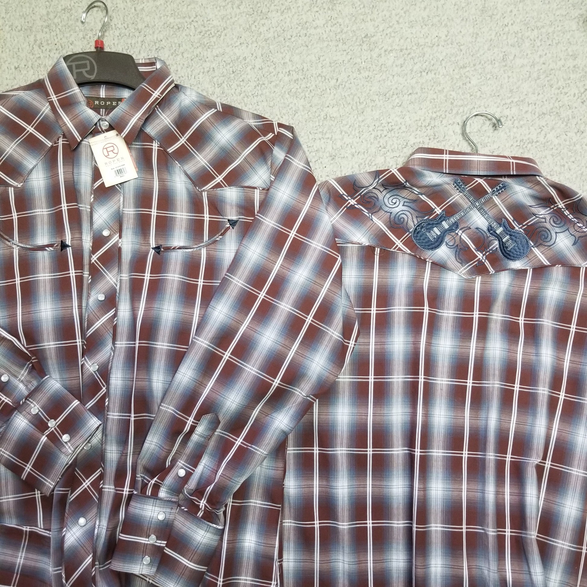 Roper Brown Plaid with Guitar