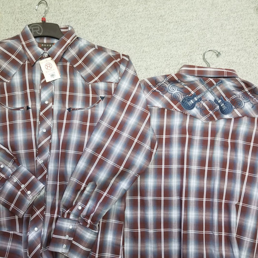 Roper Brown Plaid with Guitar