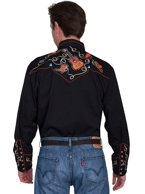 Boots hats & guitars embroidered shirt