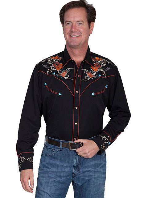 Boots hats & guitars embroidered shirt
