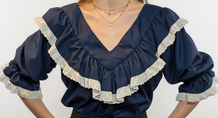 EYELET TRIMMED BLOUSE