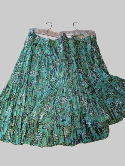 GREEN SEQUIN PRAIRIE SKIRT