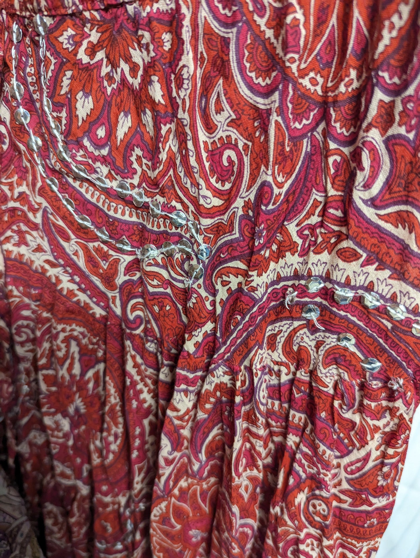 Red Sequin Prairie Skirt