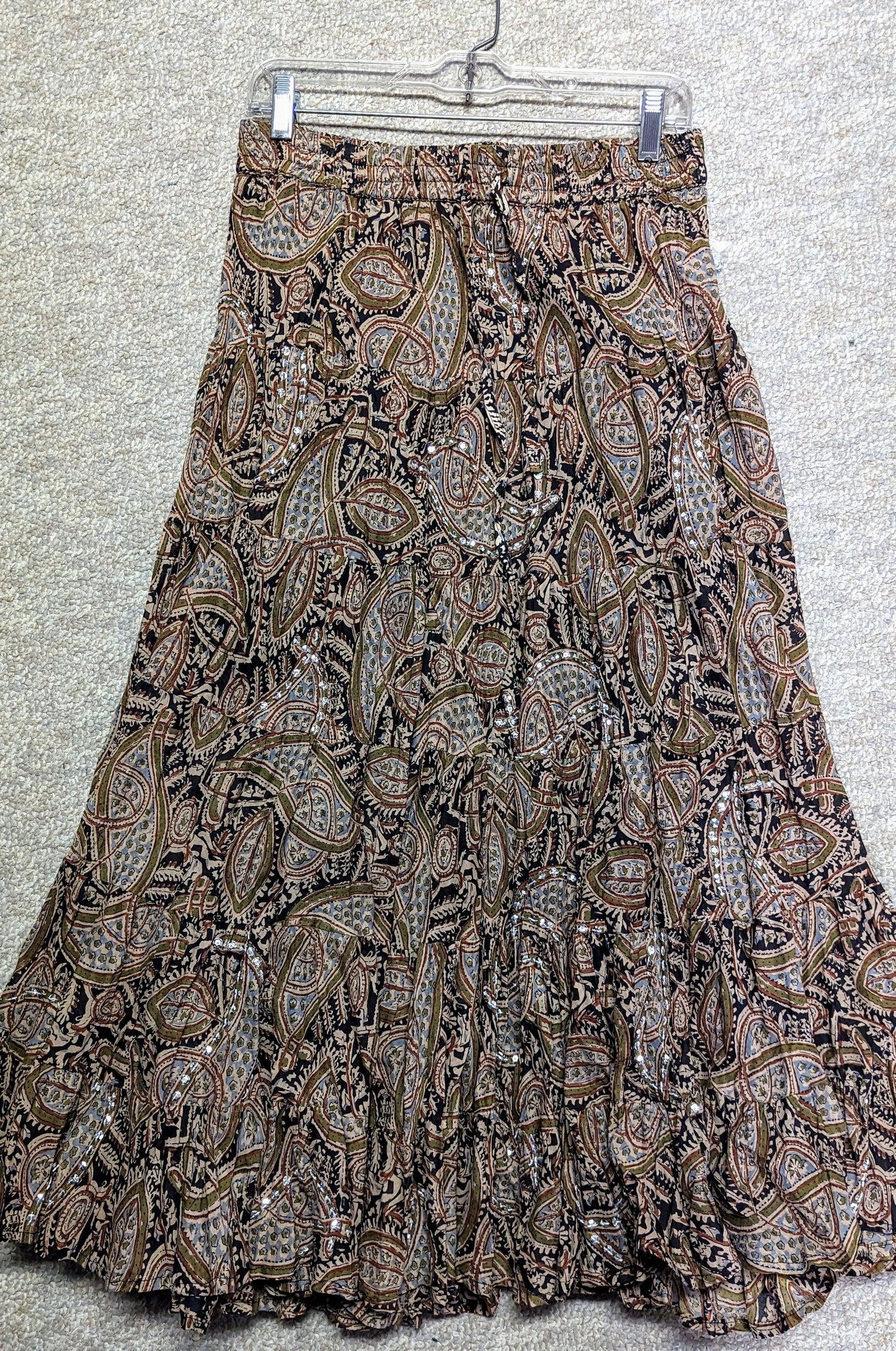 TAN PAISLEY SEQUIN SKIRT