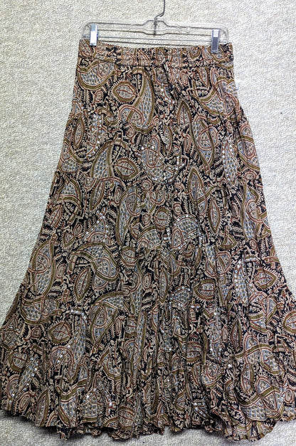 TAN PAISLEY SEQUIN SKIRT