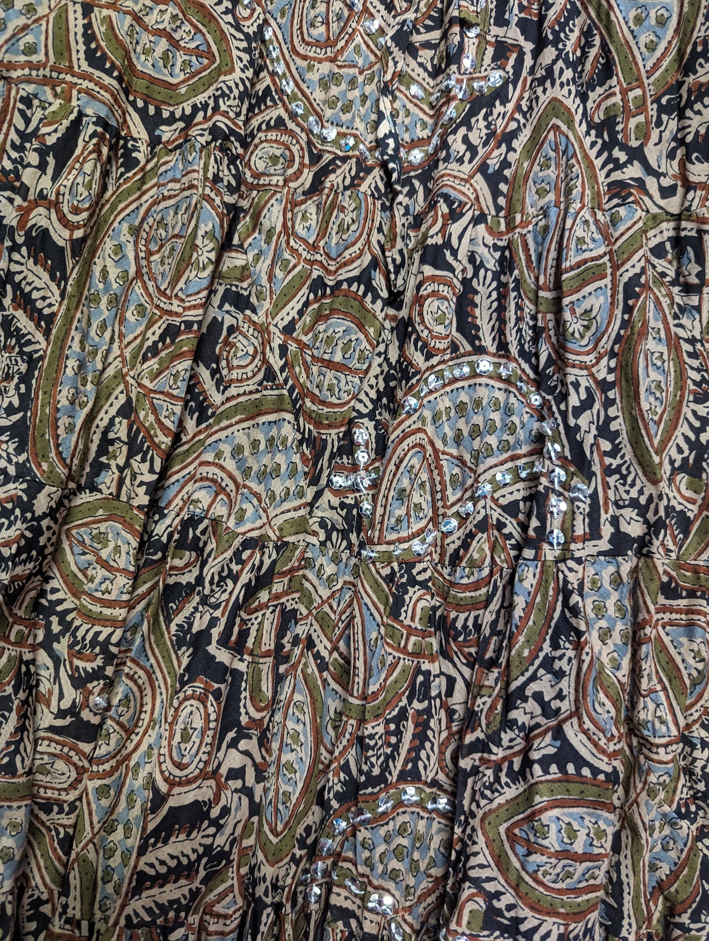 TAN PAISLEY SEQUIN SKIRT
