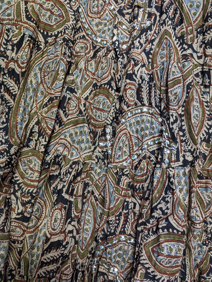TAN PAISLEY SEQUIN SKIRT