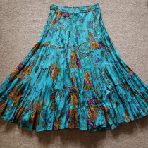 TURQUOISE FLORAL SEQUIN SKIRT